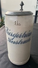 Bürgerbräu Hersbruck Sammler Deckel-Bierkrug uralt Maß-Krug geritzt handgerecht
