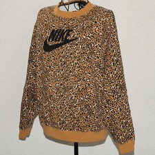 ?❤️?NIKE - DAMEN PULLI - GR.42/L - BRAUN SCHWARZ - LEOPARD - RUNDHALS SWEAT