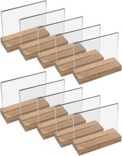 HMF 10x Acryl Tischaufsteller mit Holzfuß DIN A5 Querformat Menükartenhalter