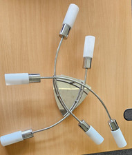 Deckenbogen Lampe Chrom Metall silber 6x3 W Leuchtmittel Deckenstraher