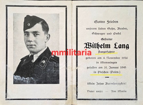 Sterbebild wwii gefreiter - sterbebild,