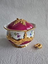 Meissen B-Form, Goldbronze, Zuckerdose, purpur-rot , 1.Wahl, Deckel beschädigt18