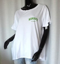 Oversized T-Shirt Meditation Yoga Rundhals Weiß Grün 36,38,40,42 Neu