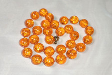 Kugelkette 60er 70er Kette Perlseide Bernstein Farbe orange Resin Plaste Collier