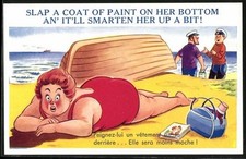 Ansichtskarte Dicke Frau am Strand 