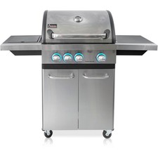 ACTIVA Gasgrill Silver Star 400 mit Seitenbrenner Edelstahl Gasgrillwagen Grill