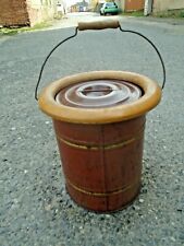 36249 Antiker Toiletteneimer Reisetoilette Blech Emaille Holz gut 1920 toilet