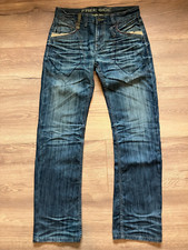 Freeside Herren Jeans Hose | Regular W32 L34  | dunkelblau | ausgefallen| FS-001