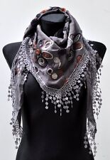 Dreieckstuch Halstuch Tuch Schal Stola Kreis Fransen Spitze Faltens​chal Cotton 