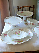 feines Speiseservice Limoges, Sigismond Maas, Dekor Mohnblumen, goldstaffiert