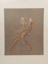 " Das Liebende Tanzpaar Akt "Sieb/Offsetdruck ? auf Karton -  unl.Drucksignatur