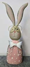 Gilde 52 cm Deko Hasenmädel Brille Ostern Metall Luxus Chalet love shabby chic