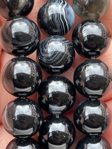 Schwarzer onyx perlen - schwarzer, rund
