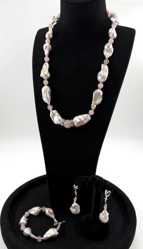 Schmuckset aus rosenquarz - schmuckset,