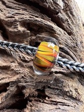 ? TOP! Orig. Trollbeads Glas Bead OOAK Unikat S&B Orange Grün Flammen Gräser