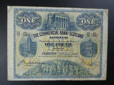 FRÜHES DATUM 1920 KOMMERZIELLE BANK VON SCHOTTLAND QUADRAT £1 BANKNOTE F
