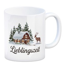 Holzhütte mit rentier - mit, rentier-