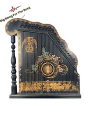 Antike Akkord Konzert Harfen-Zither • braun • Holz • altes Musikstrument defekt