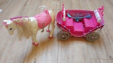 Barbie Kutsche mit Pferd Prinzessin Groß 30 cm Mädchen Pferdekutsche Hochzeit 