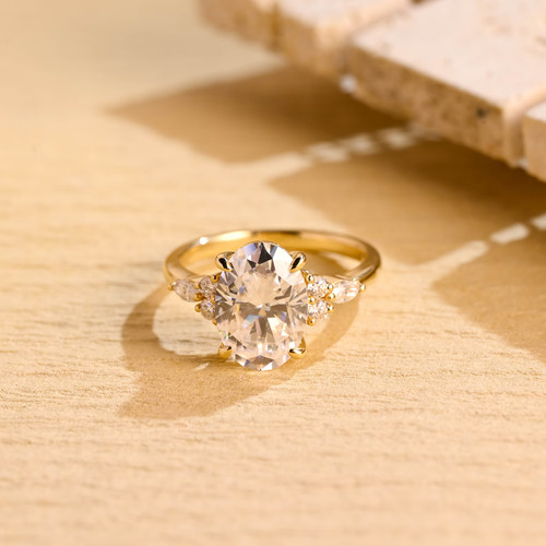 14k gelbgold oval moissanit - gelbgold,