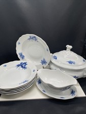 Hutschenreuther Maria Theresia Kobaltrose Suppenteller Terrine Kanne 8 Teile R6b