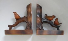 antik Buchstützen Holz Vogel Tier Schnitzfigur Schnitz Braun Damen Bücherregal 