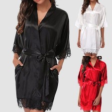 Sexy Damen Satin Spitze Kimono