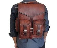 Neu Herren Reise Schulter Leder Rucksack Vintage Tasche Kuriertasche