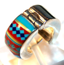 Indianerschmuck Herren Ohrringe Herren CREOLE 925 Silber Echtschmuck inlay