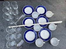 DDR 6 x Tasse 6 Untertasse blau weiß 6 x Sektgläser 6 x Trinkgläser Wassergläser