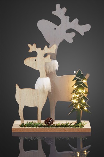 Led deko figur rentier holz - led,