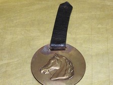 Messing Rosetten für Fahrzaum,Fahrkopfstück mit Pferdekopf Lederbefestigung