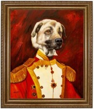 Ölbild Kangal Hund in Uniform