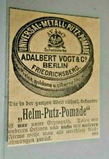 Alte Reklame Werbung Helm-Putz-Pomade für Militär 1892, Kaiserliche Armee