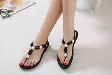 Sandalen Frau Niedrig Schwarz