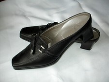 NEU Rene by ara Damen Sabot Sommerschuhe Echtleder Blockabsatz schwarz GR. 6 /39