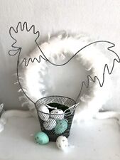 Shabby Korb Osterkorb Eierkorbf  Blumentopf  Hahn / Henne, Metall Grau, H: 40 cm