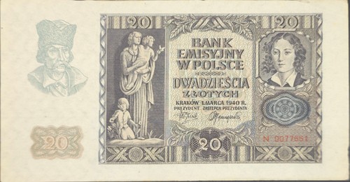Polen banknote zloty 1940 - polen,