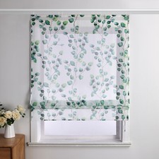 Raffrollo Raffgardine Klettband Modern Gardine Landhaus Küche mit grüne Blätter