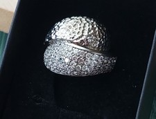 Cocktail Ring Zirkonia - 925 Sterlingsilber - Rhodiniert - Gr. 20 !