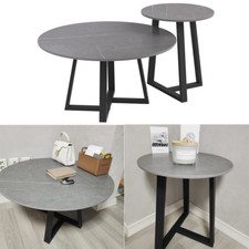 2x Grau Couchtisch Rund