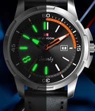 Sportliche VA VA VOOM Herrenarmbanduhr 46mm Silber Schwarz