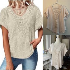 Waffle ivory boho boxy - ivory,