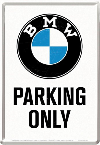Blechpostkarte bmw parking - bmw,