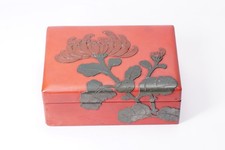 Lackdose China Zinnober rot Chrysantheme 19.JH Okinawa Stil