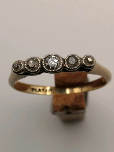 Art deko ring - 5, brillianten