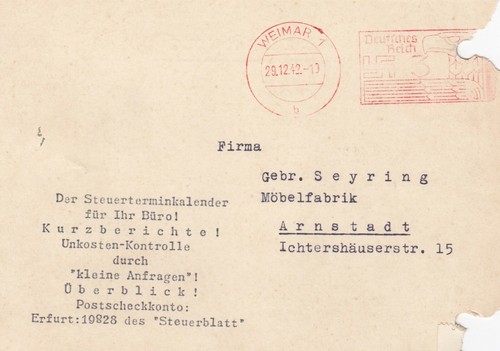 Weimar postkarte 1942 - postkarte, verlag