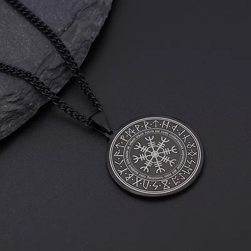 Schwarzer vegvisir amulett - schwarzer,