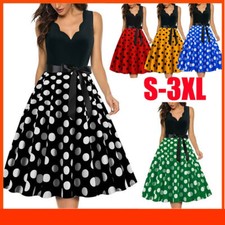 Dame Vintage 50er 60er Jahre Rockabilly Petticoat Skater Party Kleid V-neck