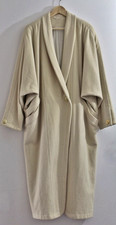 Vintage Mantel 80s 90s Wickel Wollmantel M Lang Ivoire 100% Schurwolle Batwings